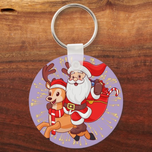 **"Playful Santa Claus Design – Fun and Festive Ch Sleutelhanger (Achterkant)