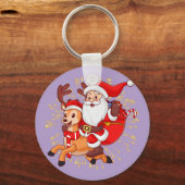 **"Playful Santa Claus Design – Fun and Festive Ch Sleutelhanger (Voorkant)