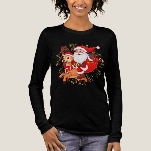 **"Playful Santa Claus Design – Fun and Festive Ch Tri-Blend Shirt (Voorkant)