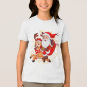 **"Playful Santa Claus Design – Fun and Festive Ch Tri-Blend Shirt (Voorkant)