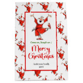 Playful Santa Claus gift bag red green office   Medium Cadeauzakje (Voorkant)