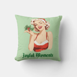 Playful Santa Girl Winking with Holly Kussen