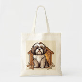 Playful Shih Tzu Dog House Tote Bag