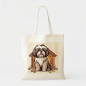 Playful Shih Tzu Dog House Tote Bag (Voorkant)