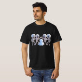 Playful Skeletons Building a Snowman – 3D Cartoon, T-shirt (Voorkant volledig)