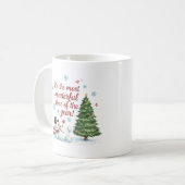 Playful Snowman and Pine Tree Merry Christmas  Koffiemok (Voorkant links)