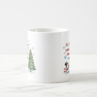 Playful Snowman and Pine Tree Merry Christmas  Koffiemok