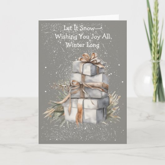Playful Snowy Gifts Winter Card Kaart (Voorkant)