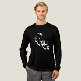 Playful Soccer Cat Ink Brush Art - Asian Style Tri-Blend Shirt