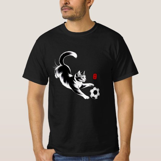Playful Soccer Cat T-Shirt - Gift for Cat Lovers (Voorkant)
