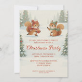 Playful Squirrels in Christmas Winter Forest Kaart (Voorkant)