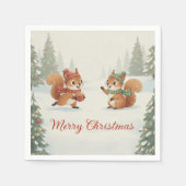 Playful Squirrels in Christmas Winter Forest Servet (Voorkant)