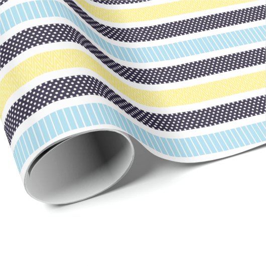 Playful Striped Polka Dot Pattern Cadeaupapier (Rol Hoek)