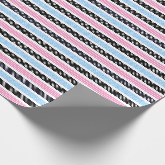 Playful Striped Polka Dot Pattern Cadeaupapier (Hoek)