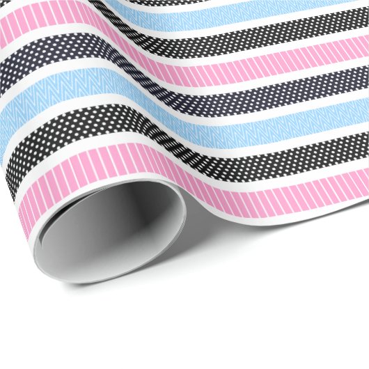 Playful Striped Polka Dot Pattern Cadeaupapier (Rol Hoek)