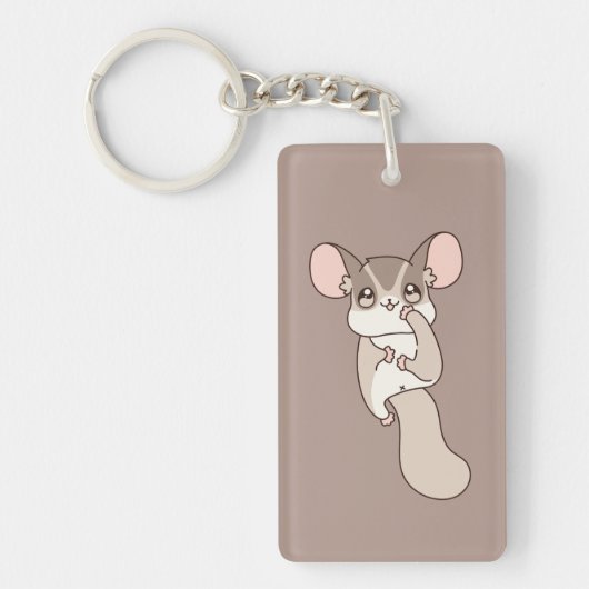 Playful Sugar Glider Cartoon Art Sleutelhanger (Voorkant)