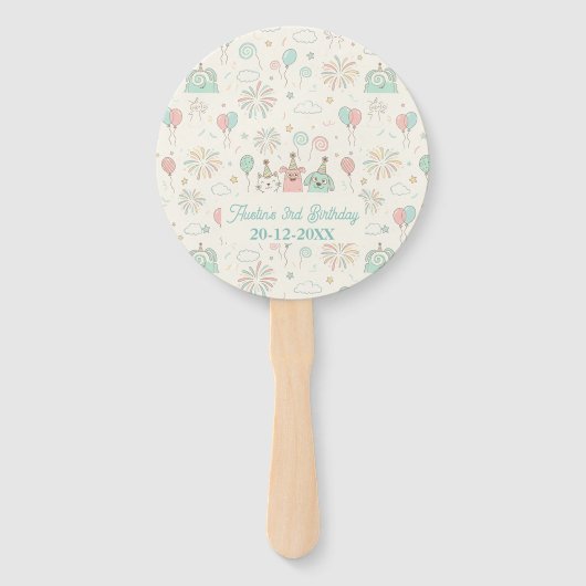 Playful Sweet and Three Kids Birthday  Handwaaier (Voorkant)