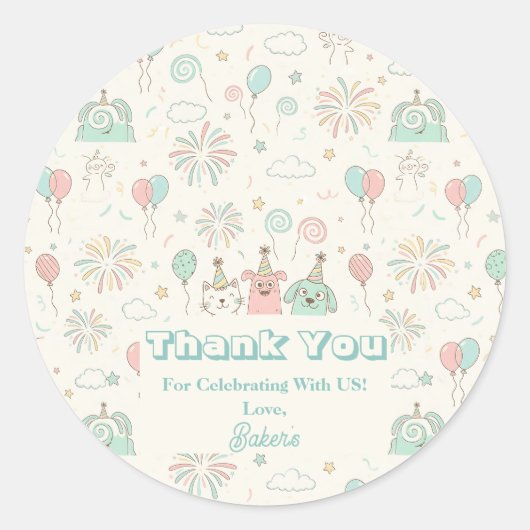 Playful Sweet and Three Kids Birthday  Ronde Sticker (Voorkant)