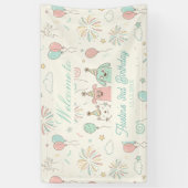 Playful Sweet and Three Kids Birthday  Spandoek (Verticaal)