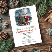 Playful Watercolor Christmas Scene Holiday Invite Kaart