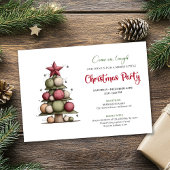 Playful Watercolor Christmas Tree Holiday Invite Kaart