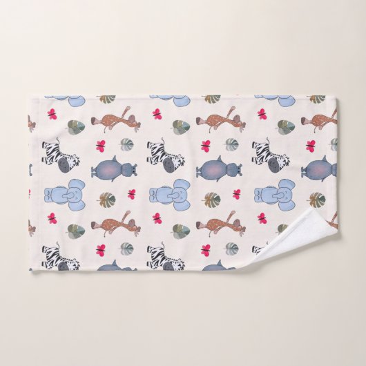 Playful Watercolour Safari Animals Bath Towel Set Bad Handdoek (Handdoek)