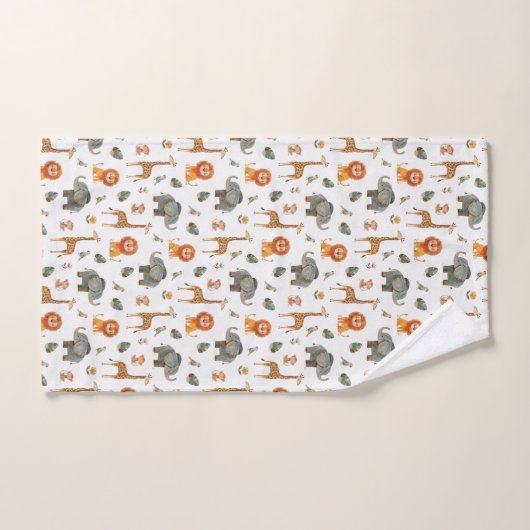 Playful Watercolour Safari Animals Bath Towel Set Bad Handdoek (Handdoek)