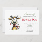 Playful Whimsical Reindeer Holiday Invitation Kaart (Voorkant)