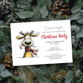 Playful Whimsical Reindeer Holiday Invitation Kaart