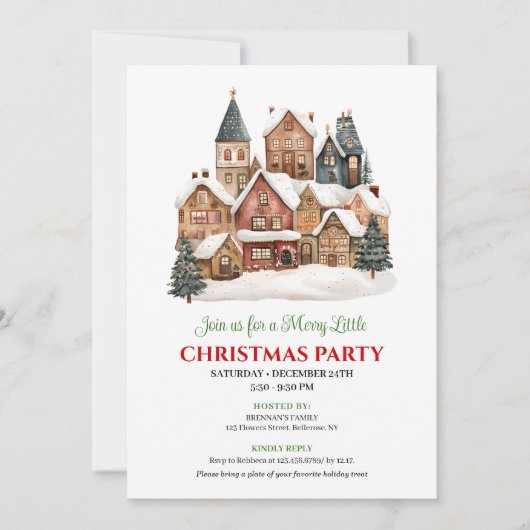Playful winter scene Christmas party dinner invite Kaart (Voorkant)