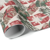 Playful Wrapped Presents Red Green Wrapping Paper Cadeaupapier (Rol Hoek)