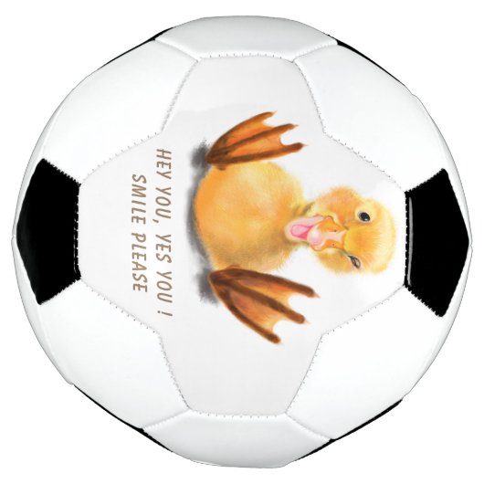 Playful Yellow Duckling Wink Soccer Ball Smile Voetbal (Gedraaid)