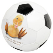 Playful Yellow Duckling Wink Soccer Ball Smile Voetbal (Drie kwart)