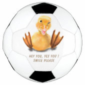 Playful Yellow Duckling Wink Soccer Ball Smile Voetbal (Voorkant)