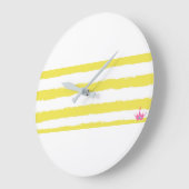 Playful yellow stripes with a crown. Wall clock  Grote Klok (Hoek)