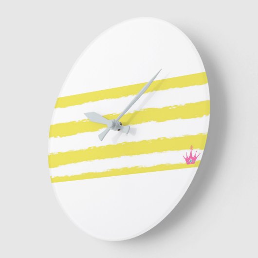 Playful yellow stripes with a crown. Wall clock  Grote Klok (Hoek)