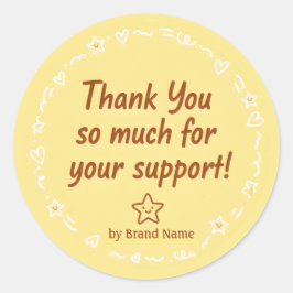 Playful Yellow Thank You Business Sticker 