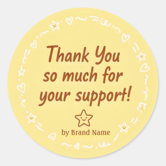 Playful Yellow Thank You Business Sticker (Voorkant)