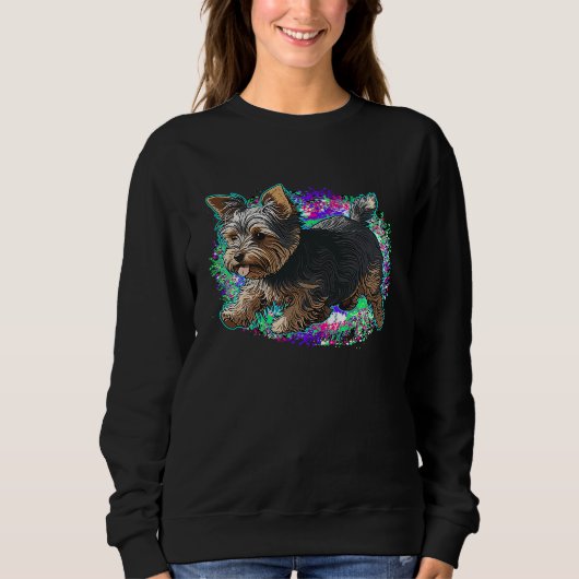 Playful Yorkshire Terrier Dog Pop Art Proud Yorkie Trui (Voorkant)