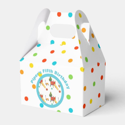 Playground Birthday Party Favor Box Polkadot Bedankdoosjes (Voorkant Zijde)