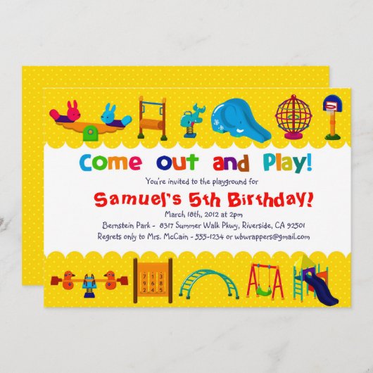PLAYGROUND Geëerd - uitnodiging van de partij van (Voorkant / Achterkant)