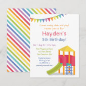 Playground House Kids Verjaardagsfeestje Uitnodigi Kaart (Voorkant / Achterkant)