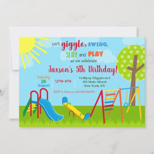Playground Park Birthday Invitations Kaart (Voorkant)