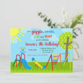 Playground Park Birthday Invitations Kaart (Staand voorkant)