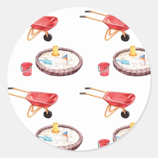 Playground Park Birthday Sand Box Party Ronde Sticker (Voorkant)