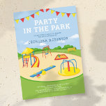 Playground party in Park Kids Birthday Kaart<br><div class="desc">Ervaar de zomervreugde met de verjaardagsuitnodigingen van onze prachtige outdoor kinderen. Gemaakt met charmante details van een parkscène met een schommel, zandbak, glijbaan, wip en draaimolen, genereren deze uitnodigingen een sfeer van opwinding en anticipatie. De extra touch van party bunting en een stijlvolle 'party in the park' sjabloon maakt deze...</div>