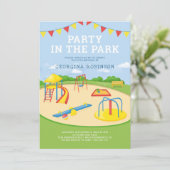 Playground party in Park Kids Birthday Kaart (Staand voorkant)