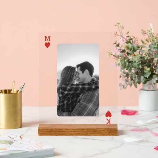 Playing Card Couple Photo Romantic Love Heart Gift Acryl Bord (Huwelijk)