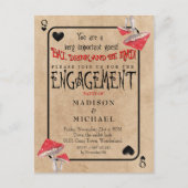 Playing Card Crazy Mushrooms Engagement Party Uitnodiging Briefkaart (Voorkant)