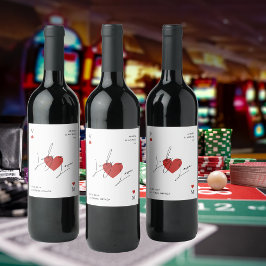 Playing Card Heart Casino Nevada Vegas Wedding Wijn Etiket
